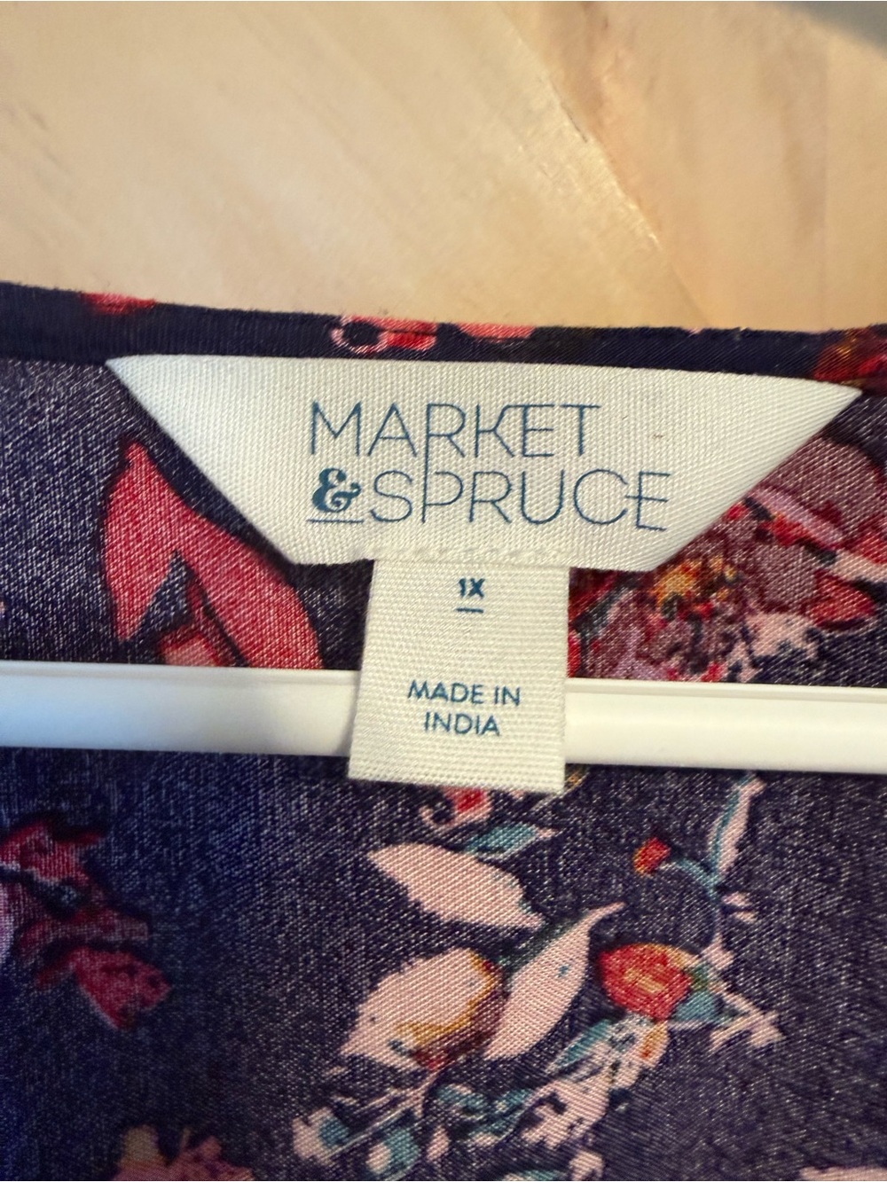 Market & Spruce Navy Multicolor Floral Smocked-Waist Blouse - Picture 2 of 10